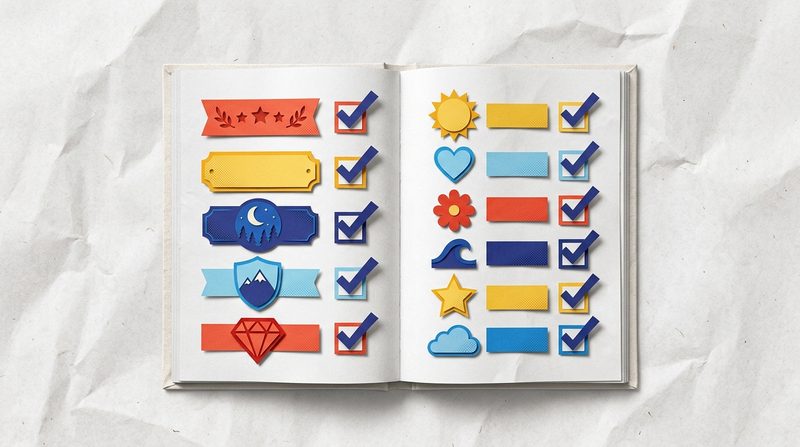 An open book with a paper checklist where every row is finished with a bold checkmark.